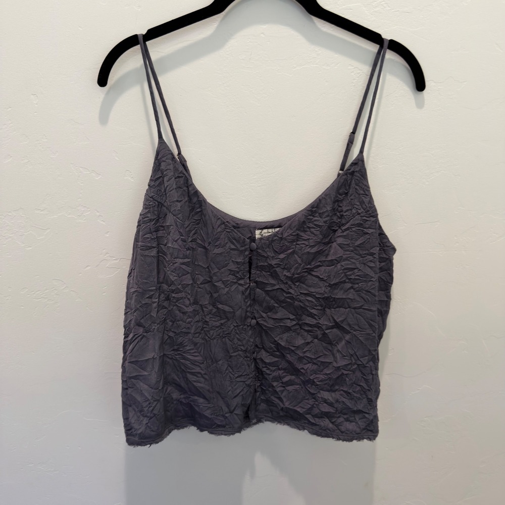 Intimately Free People Crinkled Button Front Camisole Top Grey Size M